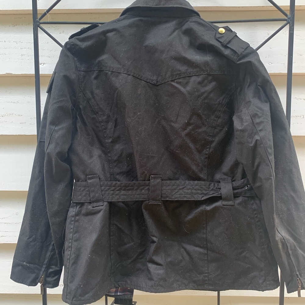 Barbour Black Utility Jacket with Tartan Lining and Corduroy Collar - Picture 5 of 14